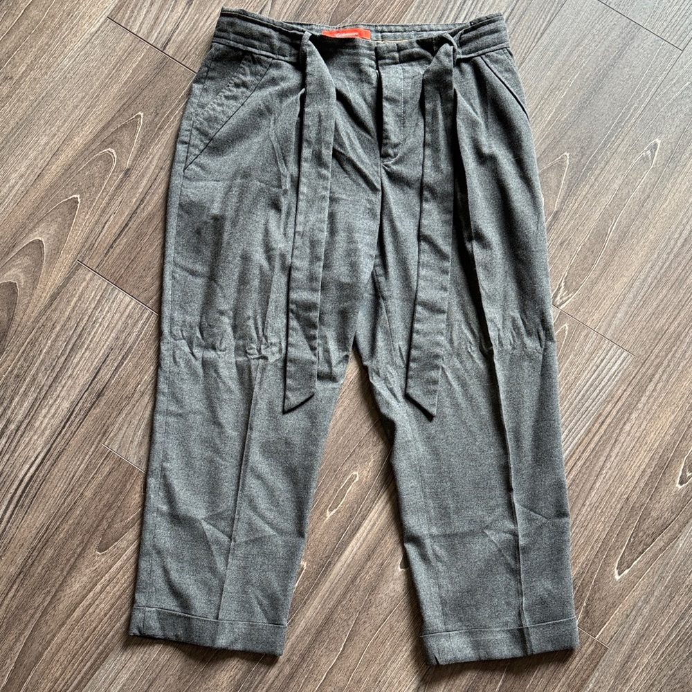 Cartonnier Charcoal Tie-Waist Cuffed Dress Pants